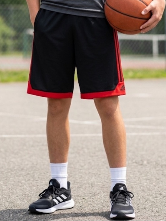 adidas Other - Adidas Youth Shorts Black & Red Striped Athletic Gym Basketball Boys Sz 14-16